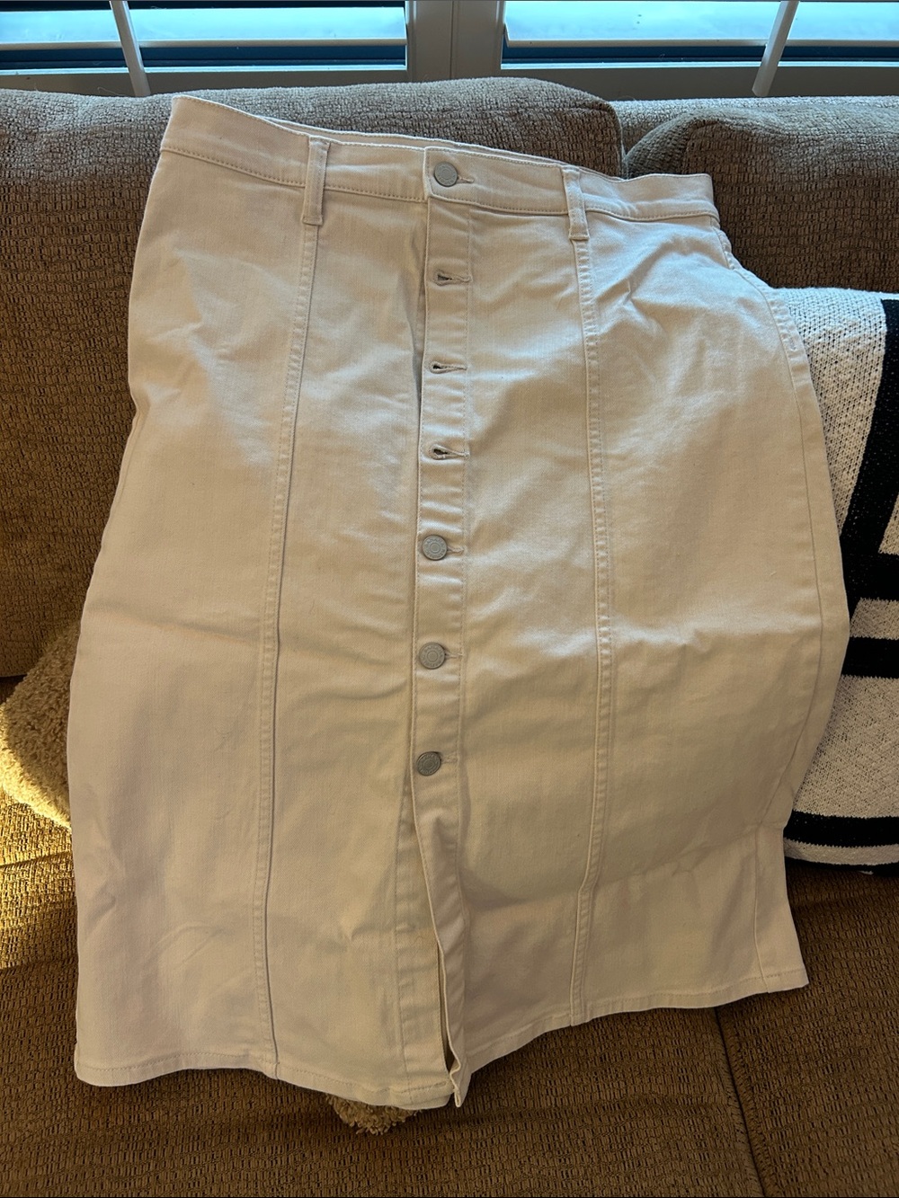 Banana Republic Button-Front Cream Midi Skirt